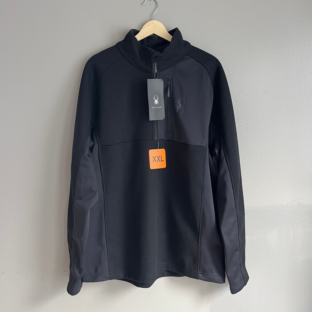 Spyder Mens Black Gait Knit Quarter Zip Pullover Jacket Sweater 229517 XXL NWT